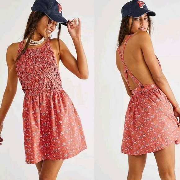 Free People Dresses & Skirts - NWT Free People Petunia Mini Dress Size Large Poppy Combo Cotton Pockets Floral